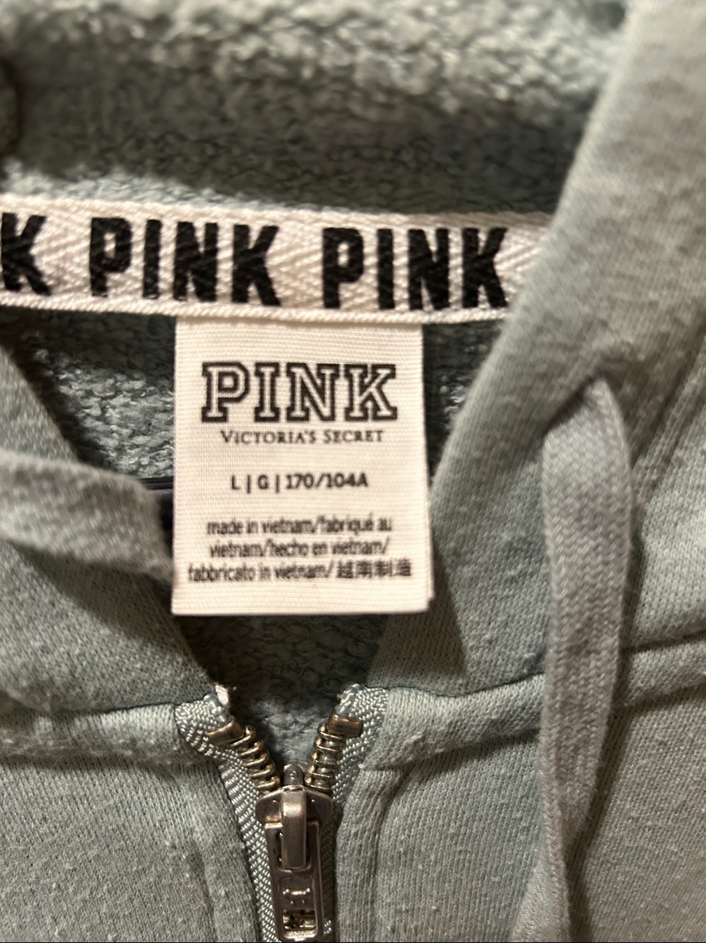 Pink Victoria Secret Full Zip Hoodie size large - Picture 2 of 4